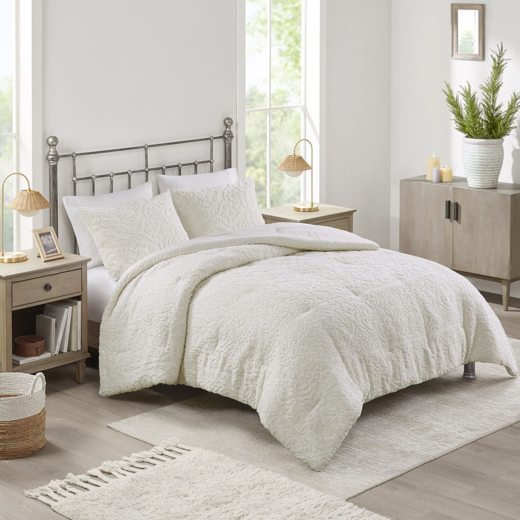 Orly - 3 Piece Tufted Woven Comforter Set - White