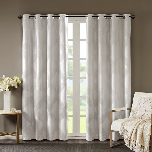 Bentley - 84" Ogee Knitted Total Blackout Panel - Ivory SunSmart