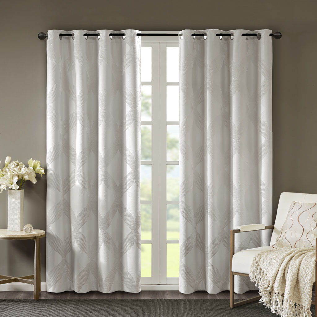 Bentley - 95" Ogee Knitted Total Blackout Panel - Ivory