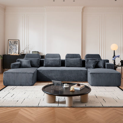 Sectional Sleeper Sofa & Storage Pockets, Modular Couch With Throw Pillows For Living Room Home Essentials