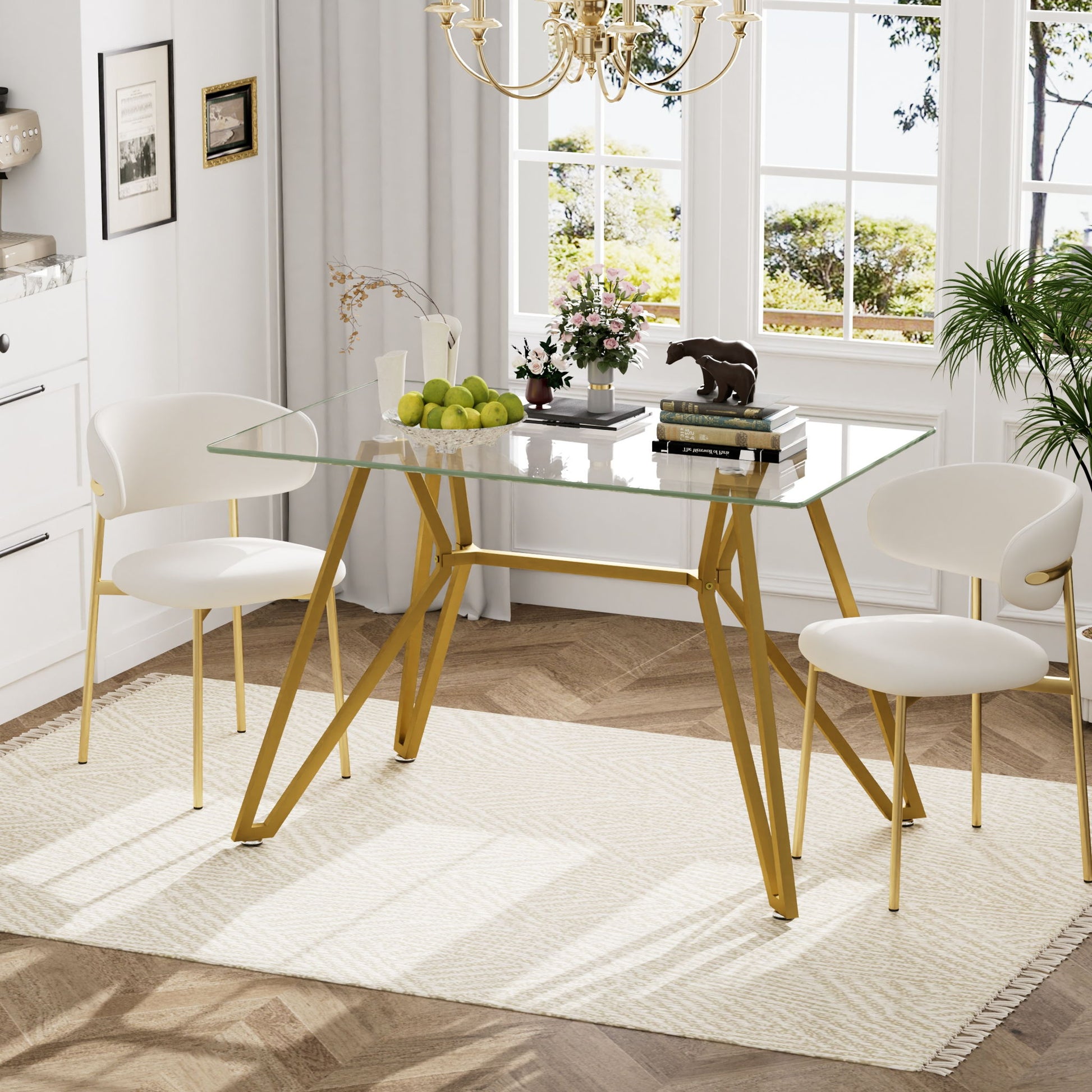 Modern Glass Dining Table With Metal Legs Home Essentials