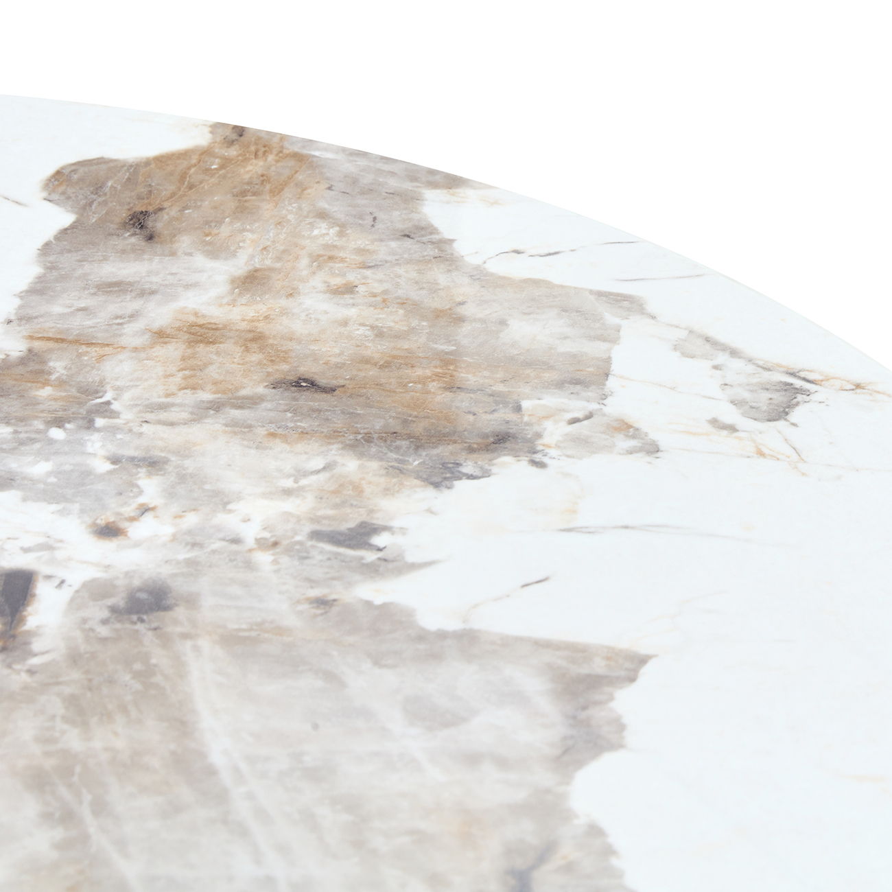 Marble Grained Stone Round Table Three - Legged Round Table With Stainless Steel Plated Legs Natural Healthy And Environmentally Friendly Round Table Home Essentials