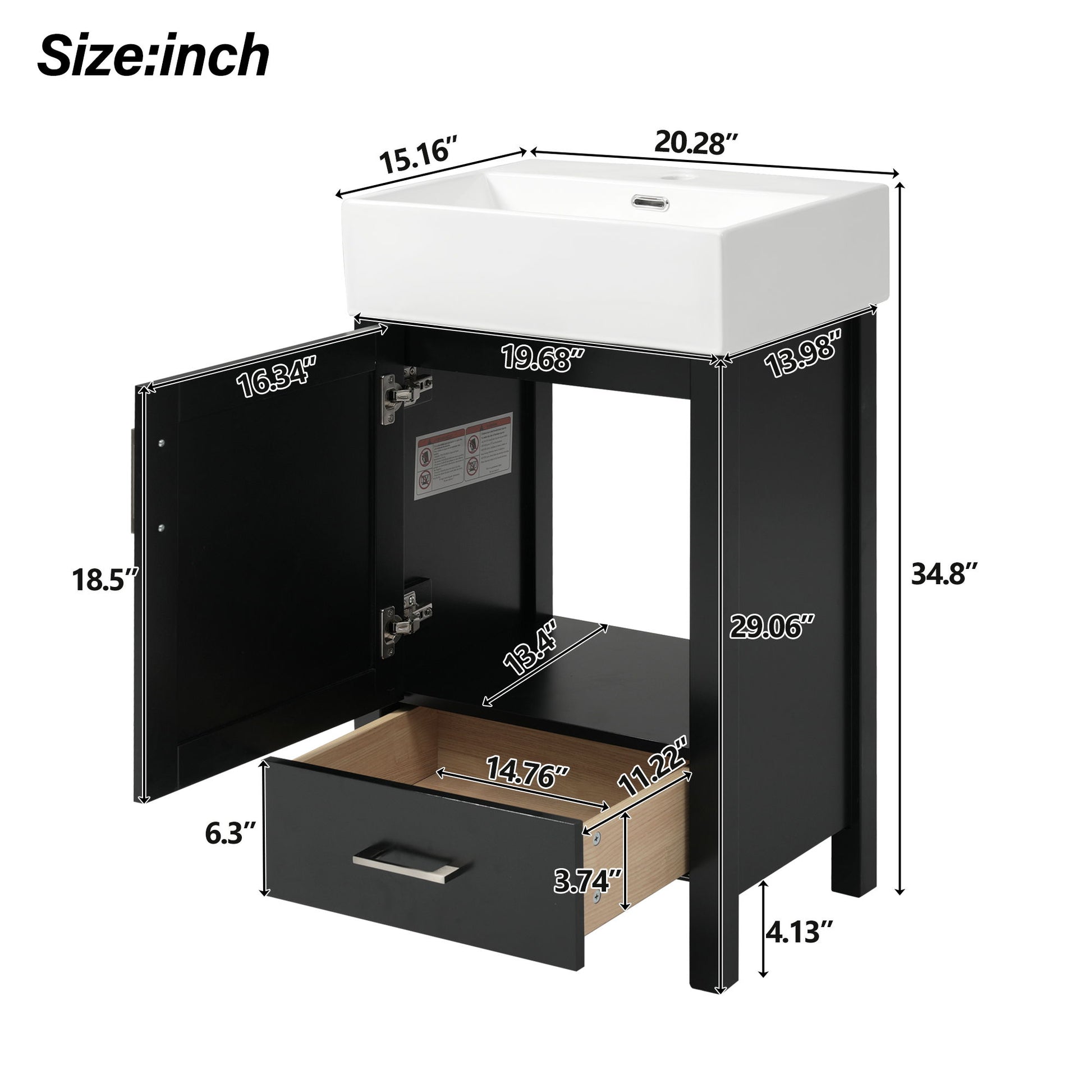 Bathroom Vanity With Sink, Frame And Drawer Hearth and Haven