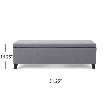 Contemporary Storage Ottoman Bench With Polyester Upholstery Noble House