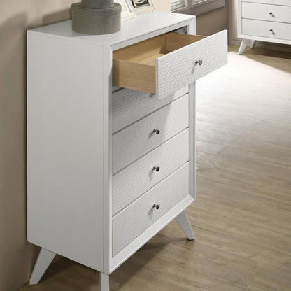1 Piece Chest With Angled Legs, Wave Texture, Round Knobs - White Home Essentials