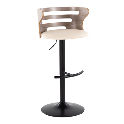 Cosi - Mid Century Modern Adjustable Barstool, Swivel With Rounded T Footrest (Set of 2) Lumi Source