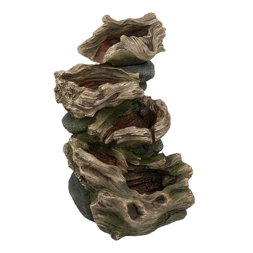 Decorative 5 Tier Wood Rock Inspired Water Fountain With Lights And Pump - Brown Daily Nest