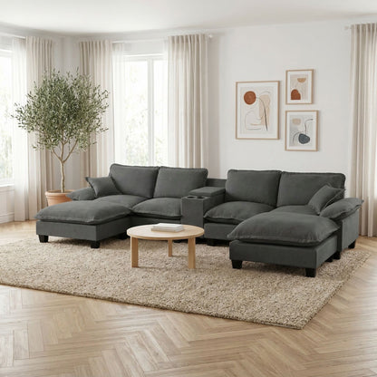 Modular Cloud Couch Sofa With Cup Holders & Storage, USB Port Home Essentials