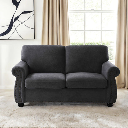 Soft Loveseat, Upholstered 2 Seater Couch, Loose Back Cushions And Turned Legs US Pride