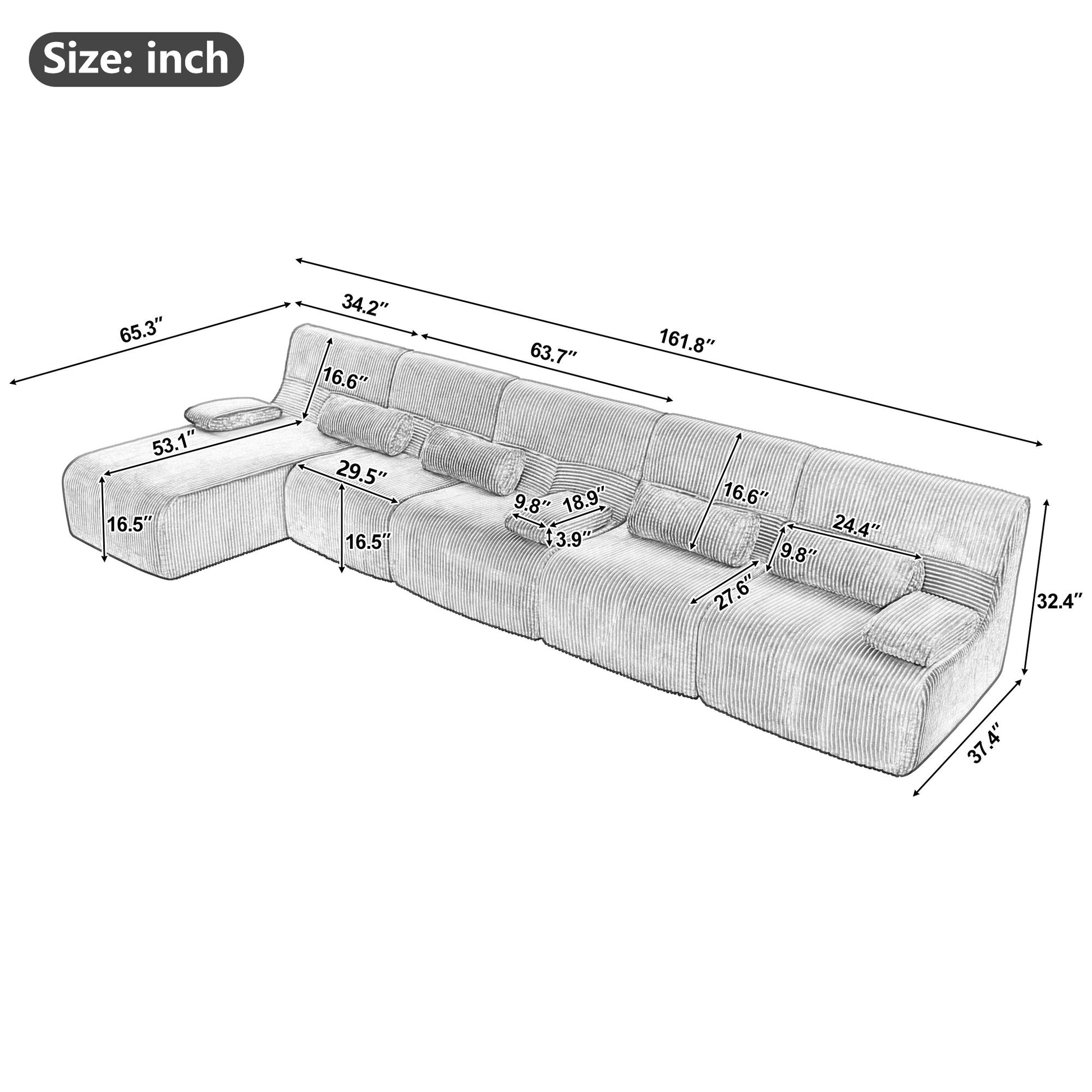 Oversized Sectional Sofa, Living Room Seating With Modular Design Hearth and Haven