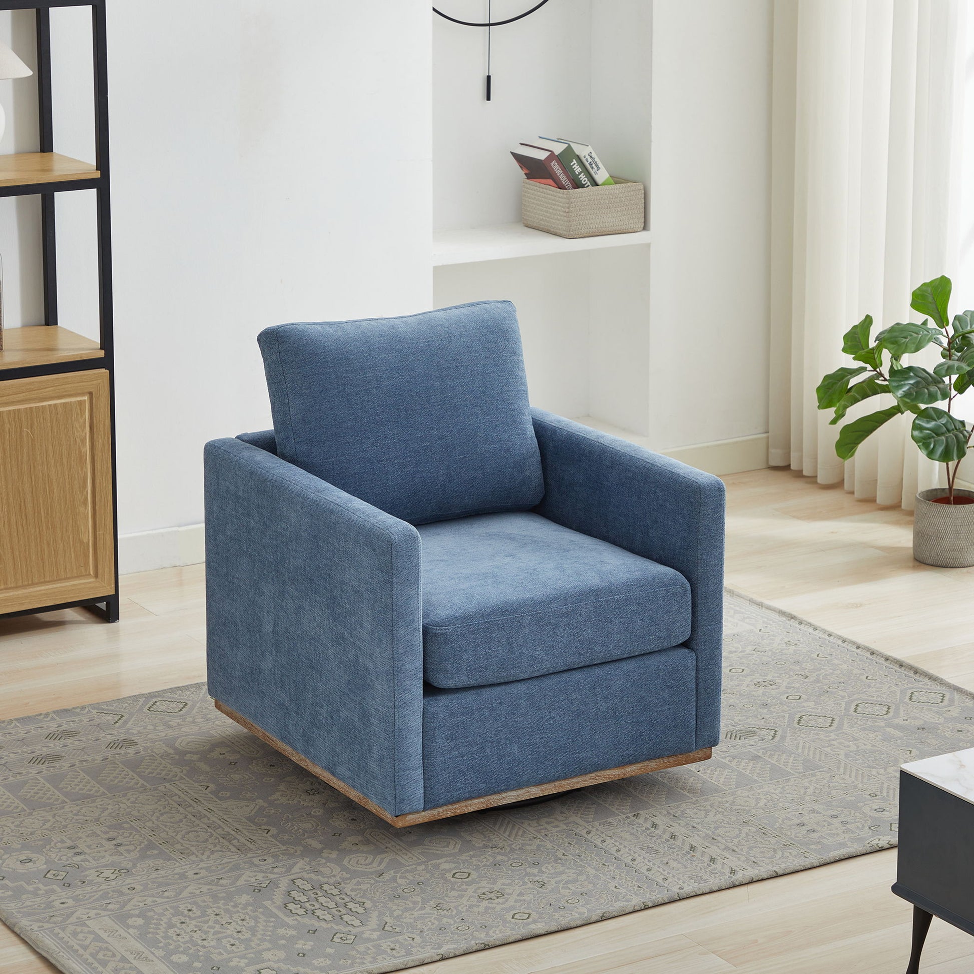 Square Upholstered Swivel Accent Chair Home Essentials