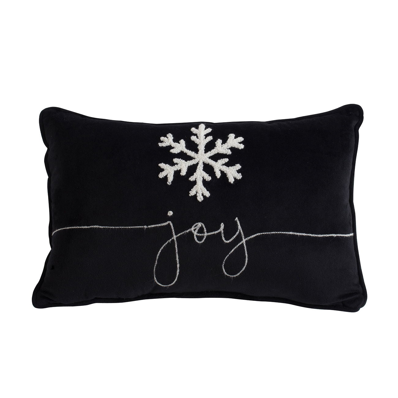Velvet Pillow With Embroidered Joy And Frosty Snowflake, For Christmas Halloween Holiday Decor (Set of 2) Daily Nest