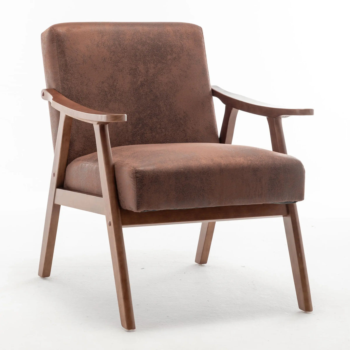 Mid Century Modern Accent Chair With Solid Wood Frame And Extra Thick Backrest Home Essentials