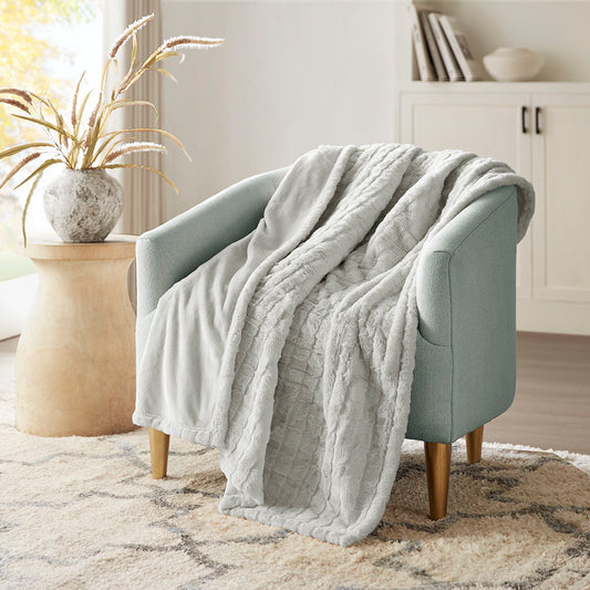 Zuri - Oversized Heated Throw - Gray Texture Beautyrest