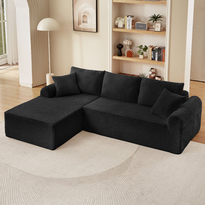 Modular Sectional With Arched Armrests, Includes 3 Back Cushions & 2 Throw Pillows