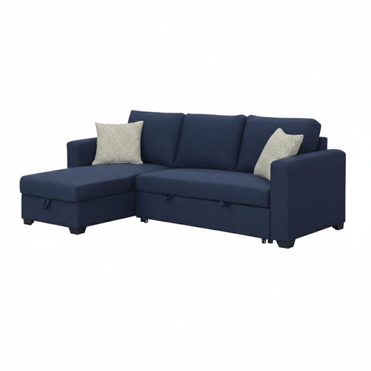 Reversible Sectional With Pop Up Sleeper And Hidden Storage Chaise - Navy Emerald Home