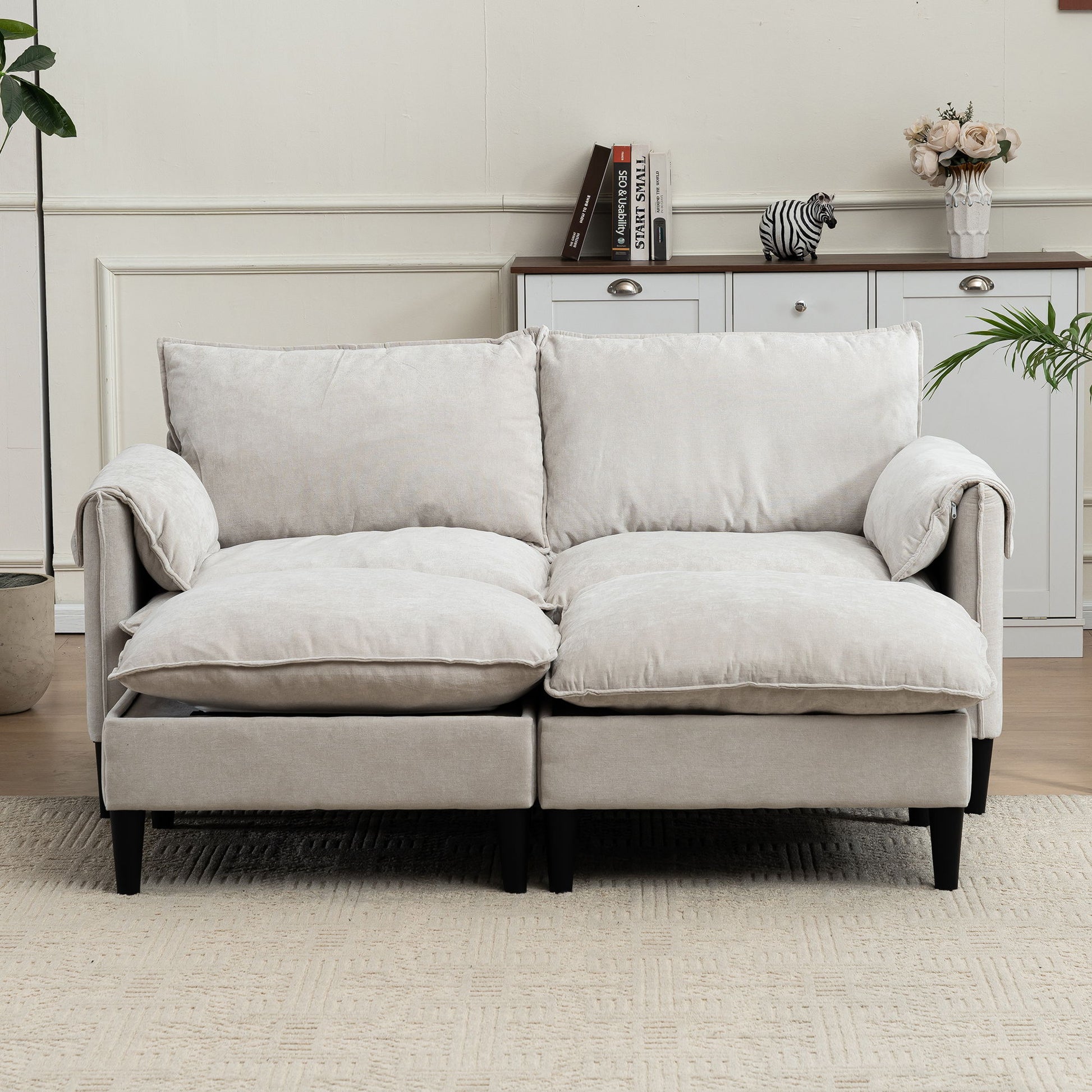 Convertible Combination Sofa With Footstools With Storage Home Essentials