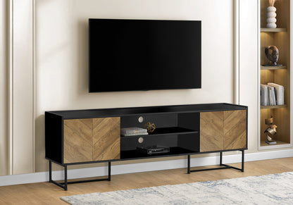 TV Stand, Console, Media Entertainment Center, Storage Cabinet, Modern - Black 8th Street
