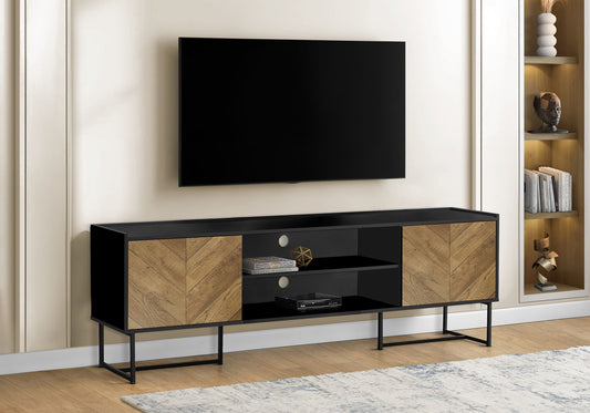 TV Stand, Console, Media Entertainment Center, Storage Cabinet, Modern - Black 8th Street
