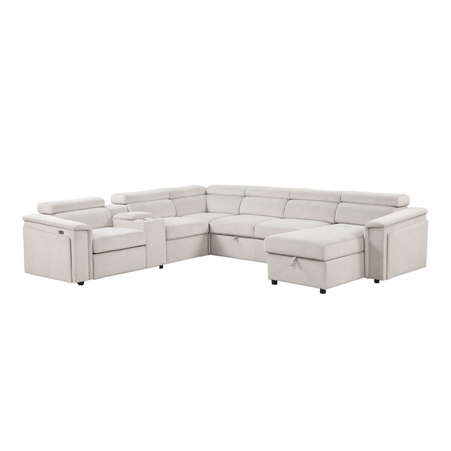 Harvey - Power Recliner Sectional Sleeper - Beige Matrix Furniture Group