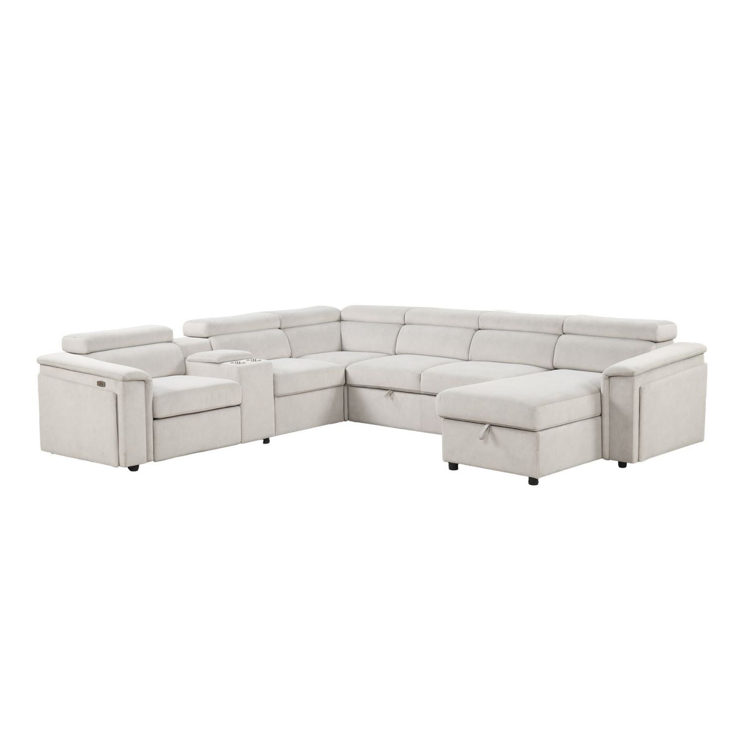 Harvey - Power Recliner Sectional Sleeper - Beige Matrix Furniture Group