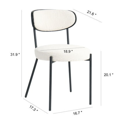 Boucle Modern Kitchen Dining Chair With Bentwood Back (Set of 2) Home Essentials