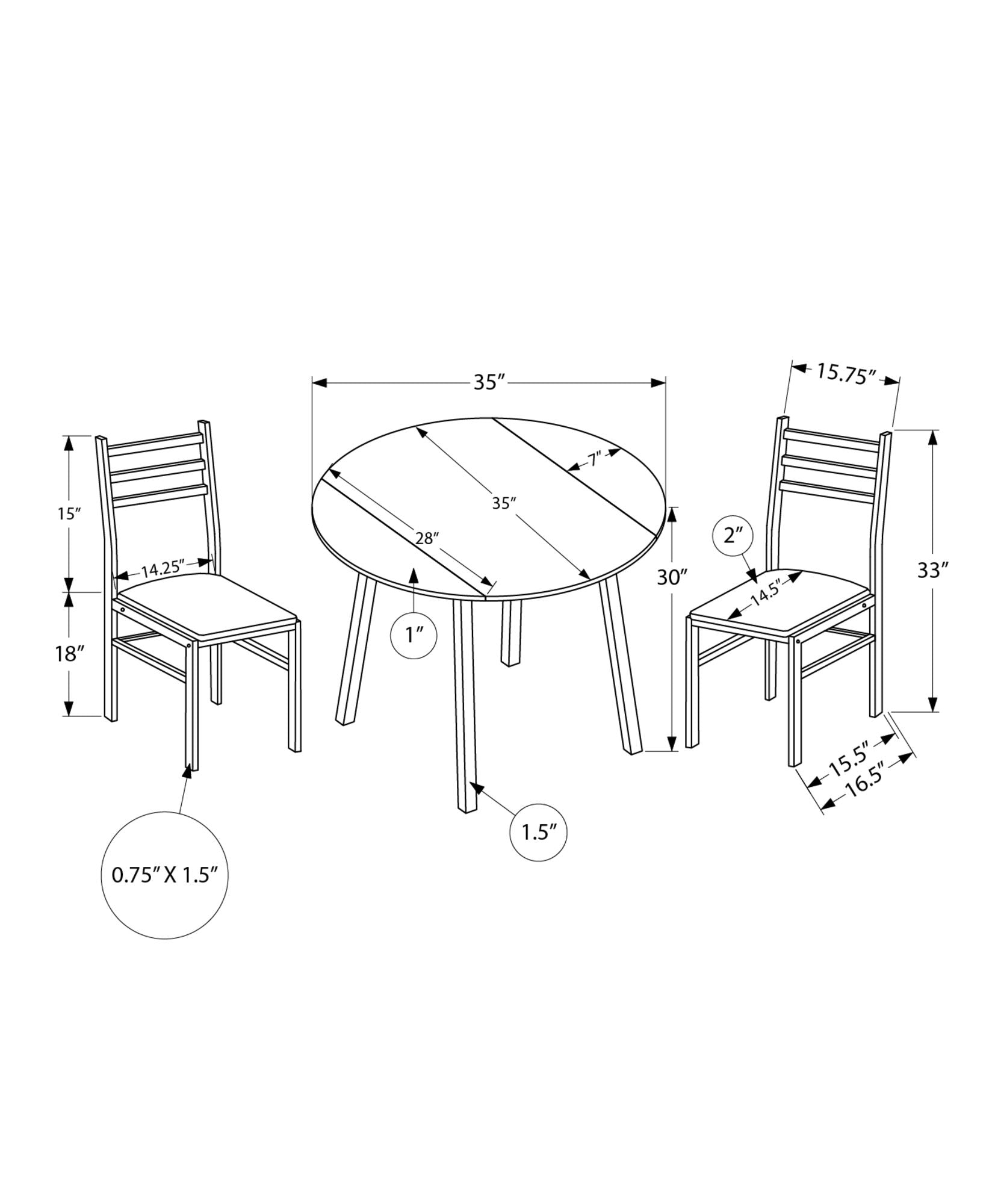 3 Pieces Dining Table Set, Small, Drop Leaf, Contemporary & Modern 8th Street