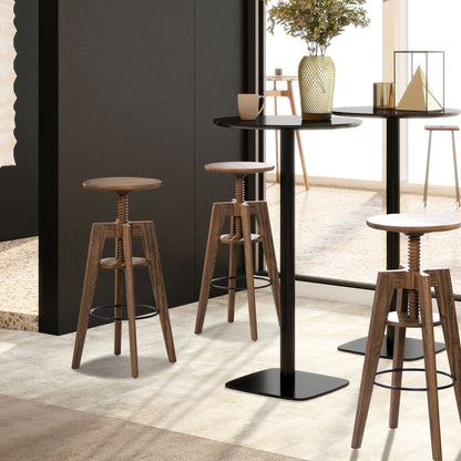 Spencer - Minimalist Oak Adjustable Bar Counter Stool - Walnut Brown Oak Jennifer Taylor Home