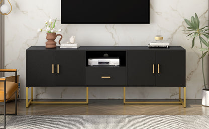 TV Cabinet With 1 Drawer, 2 Cabinets, Handles And Anti-Tip Device Hearth and Haven