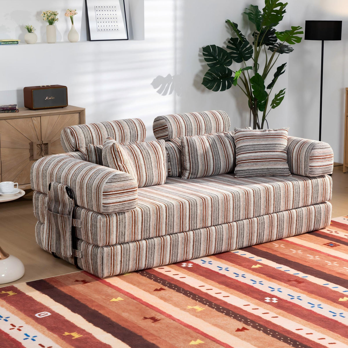 Convertible Sleeper Sofa Bed With High Density Compressed Sponge, Upholstered Couch For Living Room Home Essentials