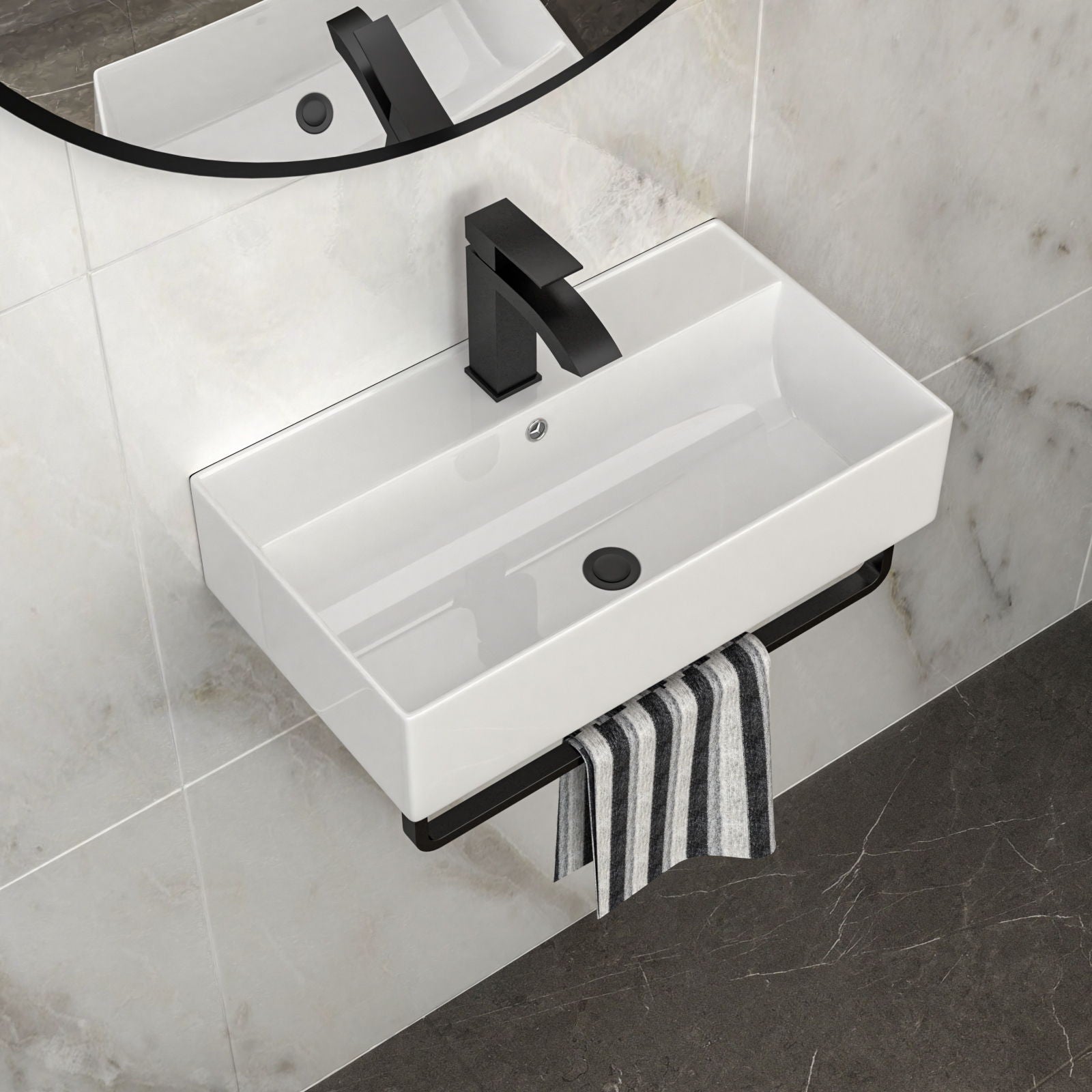 Wall Mounted Rectangular Bathroom Sink With Towel Bar Daily Nest