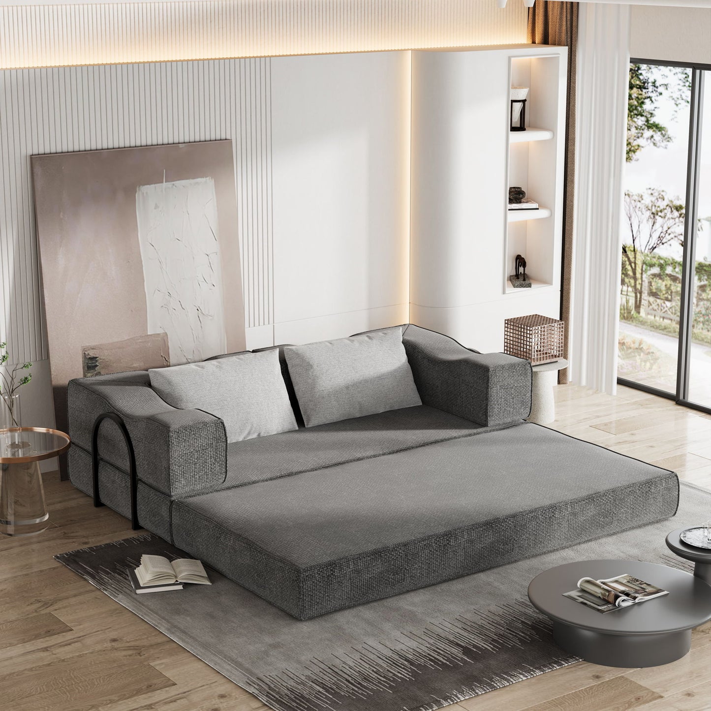 3 Seat Folding Floor Couch & King Size Bed Mattress Home Essentials
