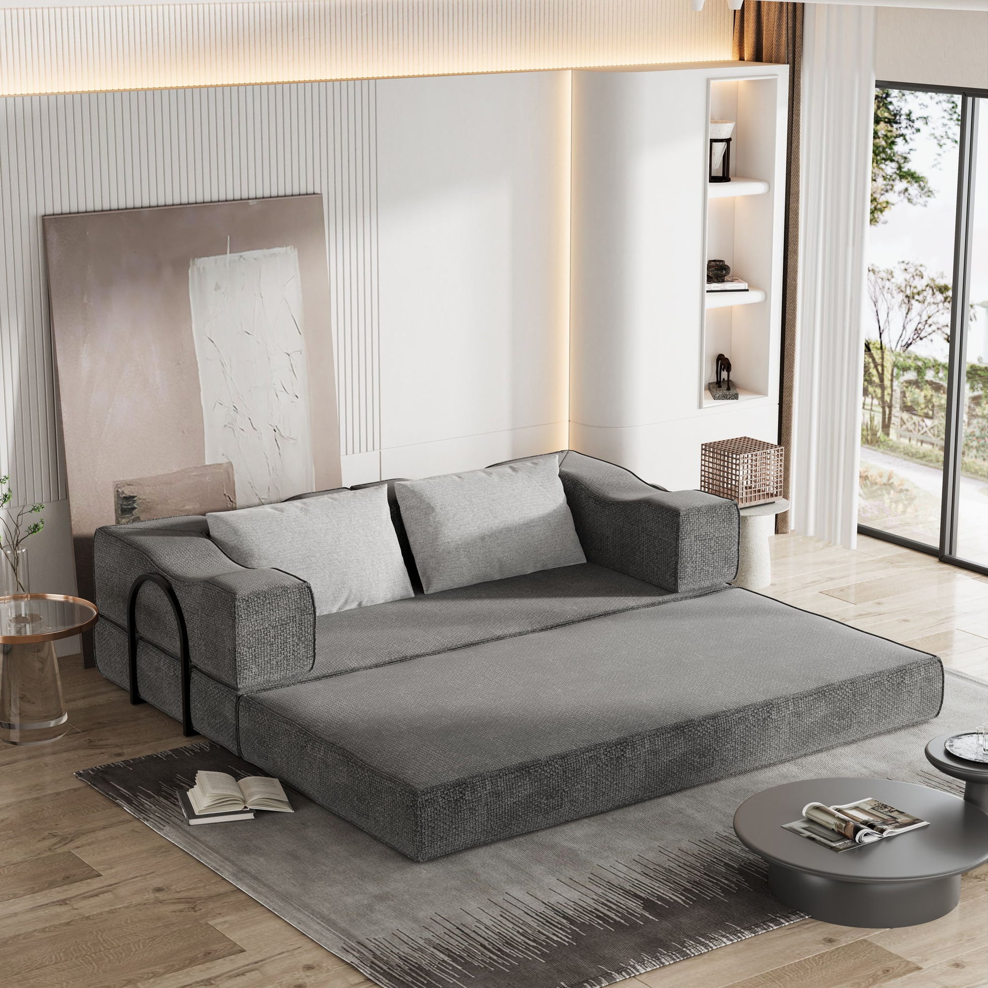 3 Seat Folding Floor Couch & King Size Bed Mattress Home Essentials