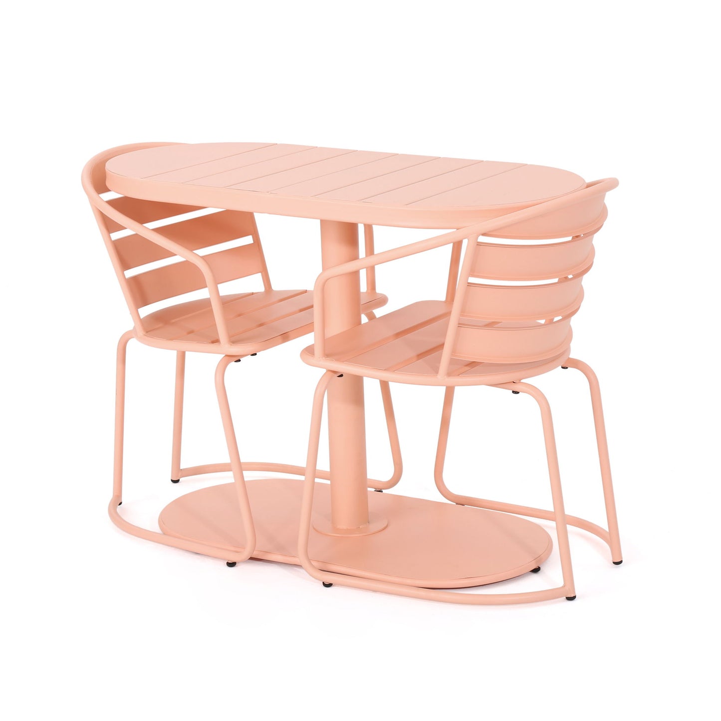 3 Piece Elegant Outdoor Bistro Set With 2 Chairs And Oval Table Noble House