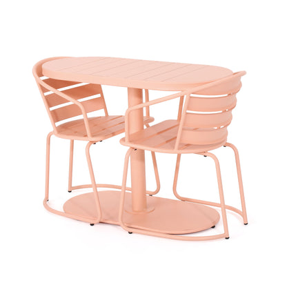 3 Piece Elegant Outdoor Bistro Set With 2 Chairs And Oval Table Noble House