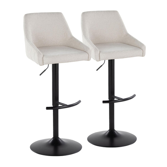 Hannah - Transitional Adjustable Barstool With Swivel With Rounded T Footrest (Set of 2) Lumi Source