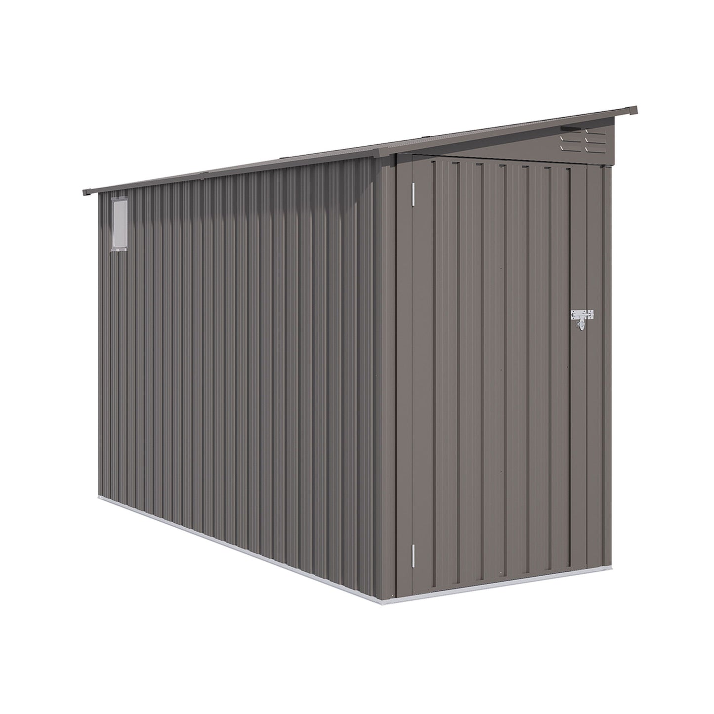Metal Outdoor Storage Shed 4 X 9 Ft With Sloping Roof, Vents, And Side Door - Gray Daily Nest