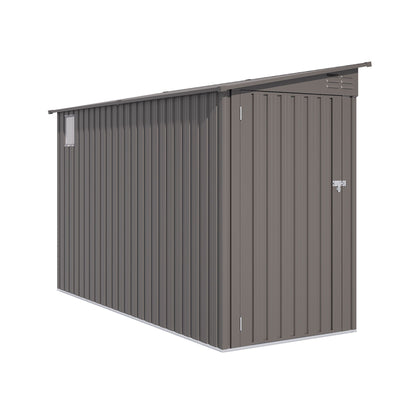 Metal Outdoor Storage Shed 4 X 9 Ft With Sloping Roof, Vents, And Side Door - Gray Daily Nest