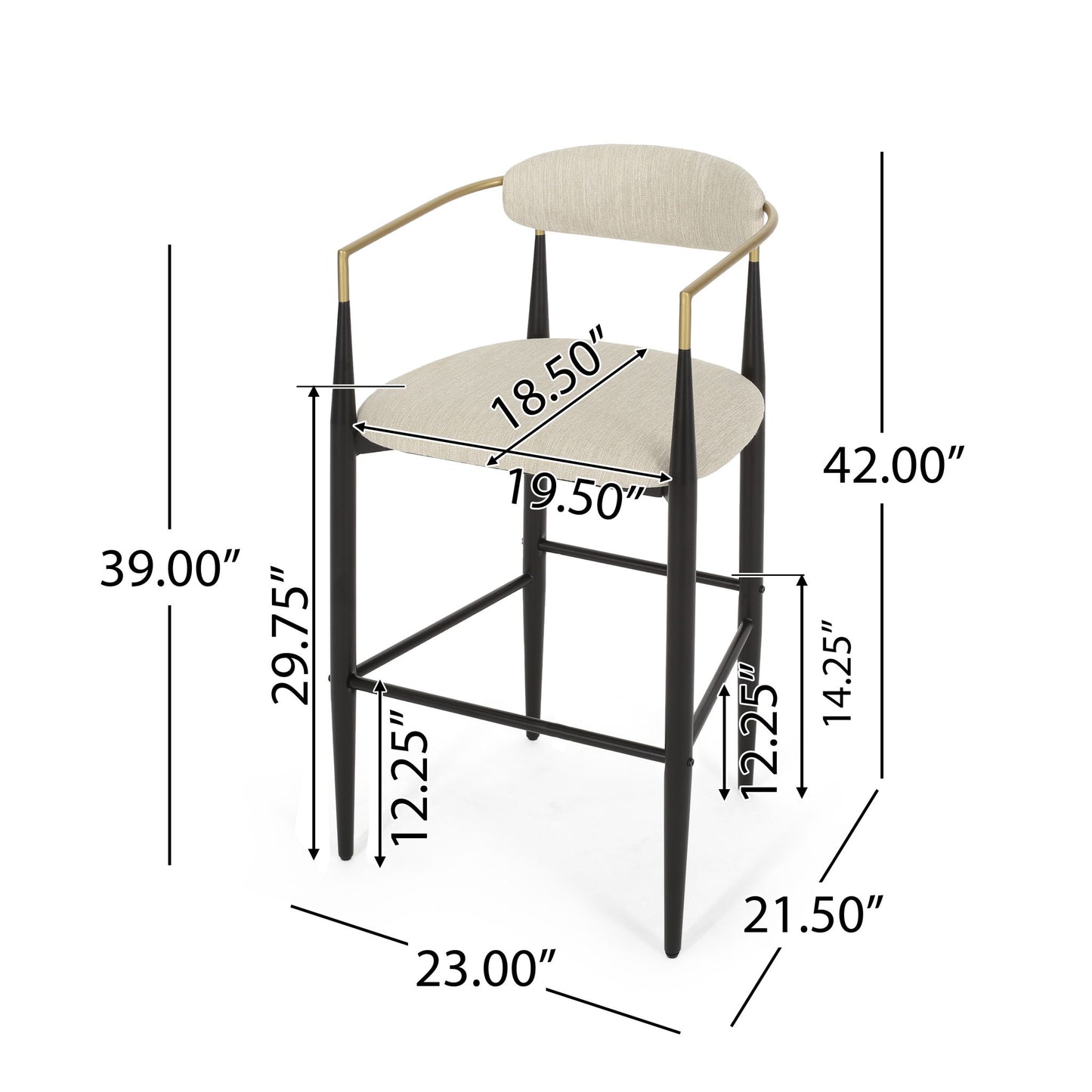 Counter Height Upholstered Barstools (Set of 2) Noble House