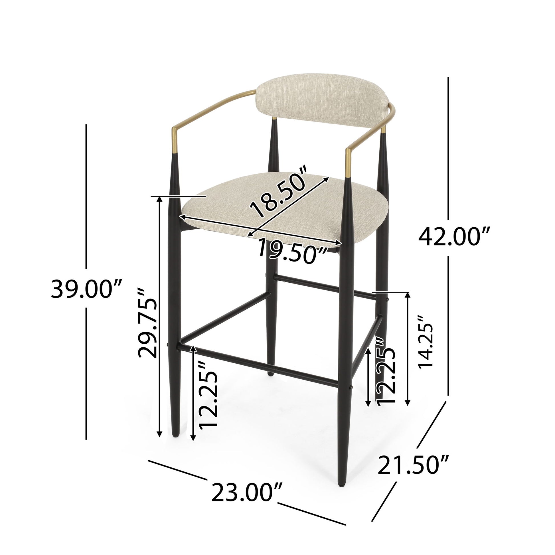 Counter Height Upholstered Barstools (Set of 2) Noble House