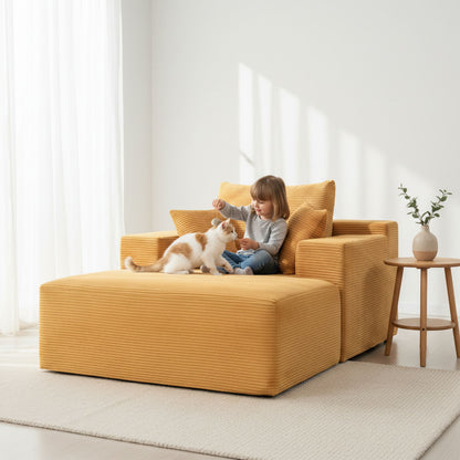 Convertible Chaise Lounge Chair With Wide Armrest & Throw Pillows US Pride