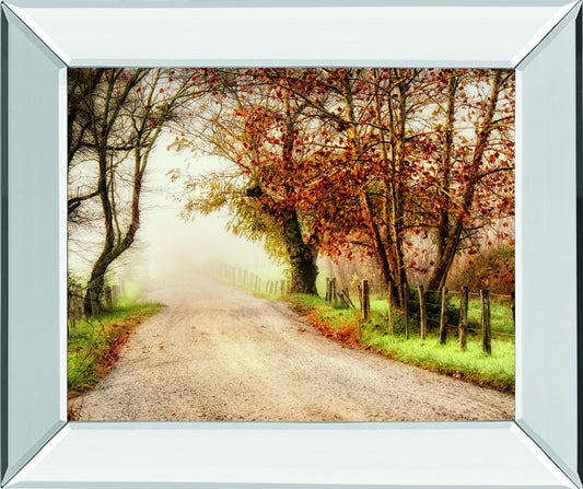 Fog Ahead By D. Burt - Mirror Framed Print Wall Art - Dark Brown