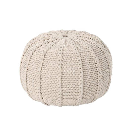 Bordeaux - Knitted Cotton Round Pouf Ottoman And Floor Cushion Home Essentials
