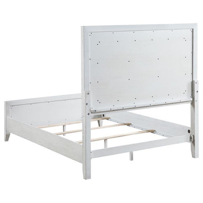 Marielle - Queen Headboard LED Panel Bed - Distressed White CoasterEveryday