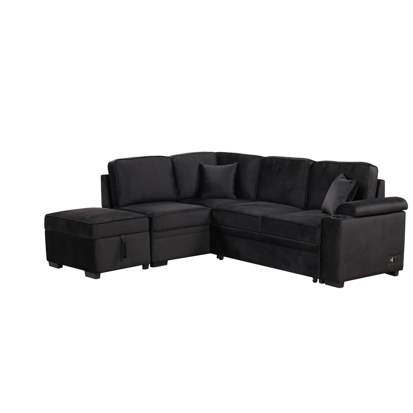 Sleeper Sofa Bed, 2 In 1 Pull Out Sofa Bed L Shape Couch With Storage Ottoman For Living Room, Bedroom Couch And Small Apartment Hearth and Haven