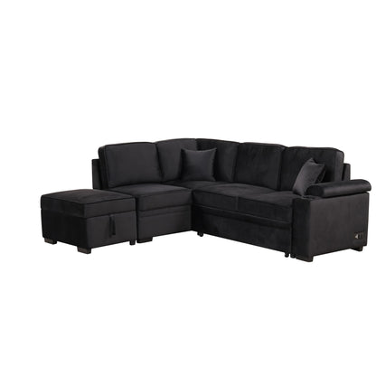 Sleeper Sofa Bed, 2 In 1 Pull Out Sofa Bed L Shape Couch With Storage Ottoman For Living Room, Bedroom Couch And Small Apartment Hearth and Haven