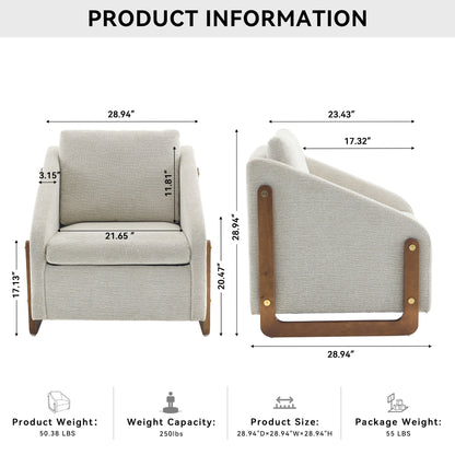 Modern Upholstered Armchair With Wooden Side Frame Home Essentials