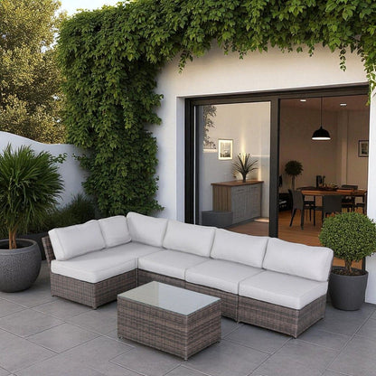Comfortable Modern Patio Rattan Sectional Set With Cushions LSI Patio Furniture