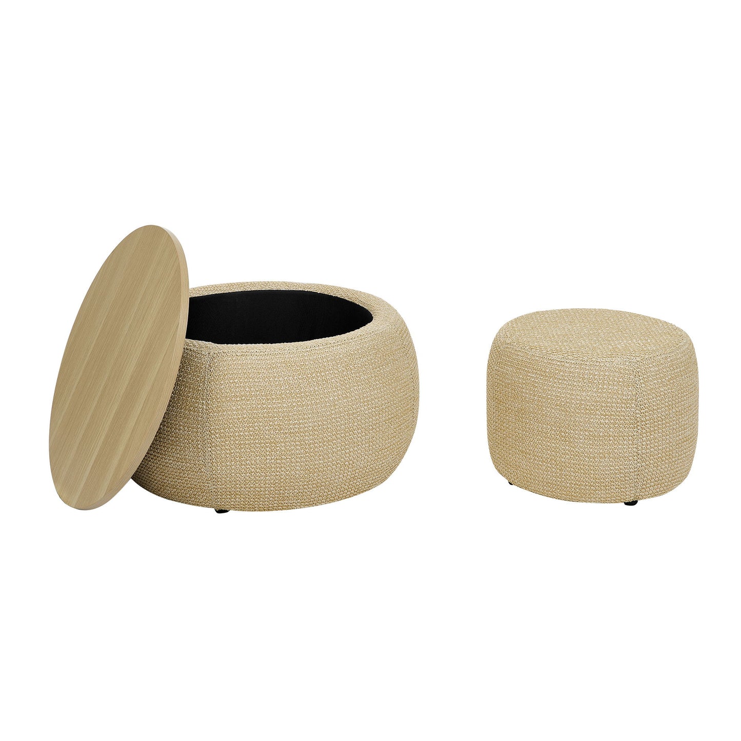 Round Storage Ottoman, 2 In 1 Function, End Table And Ottoman Home Essentials