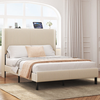 Platform Bed With Metal Frame And Charging Station Home Essentials